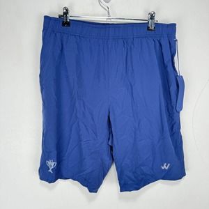 NEW Willy California Gym Shorts Men Medium Navy Blue Stretch Lightweight Pockets